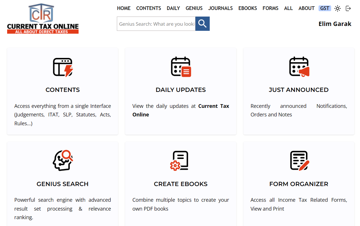 Current Tax Reporter - Home Screenshot